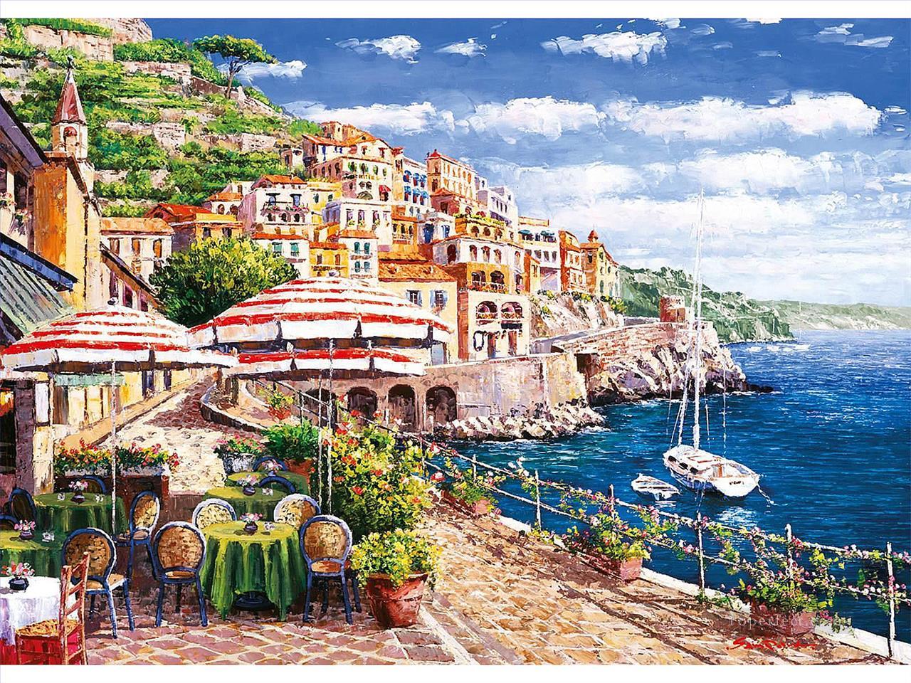地中海 14 ビーチ油絵